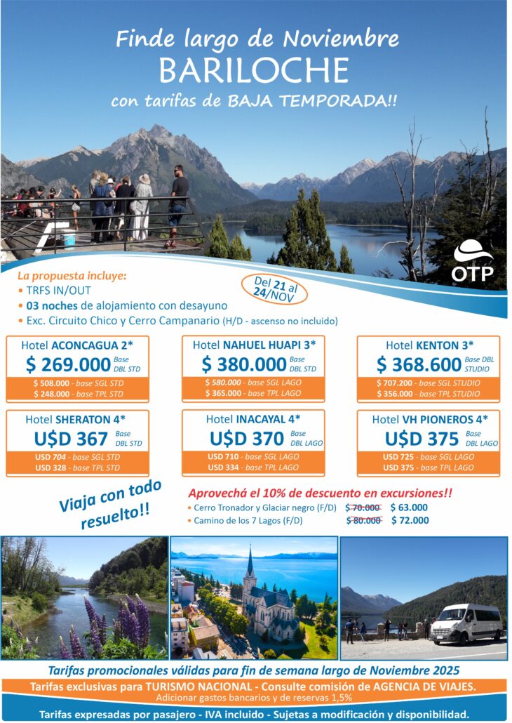 OTP - 2025 - BARILOCHE - finde largo NOVIEMBRE